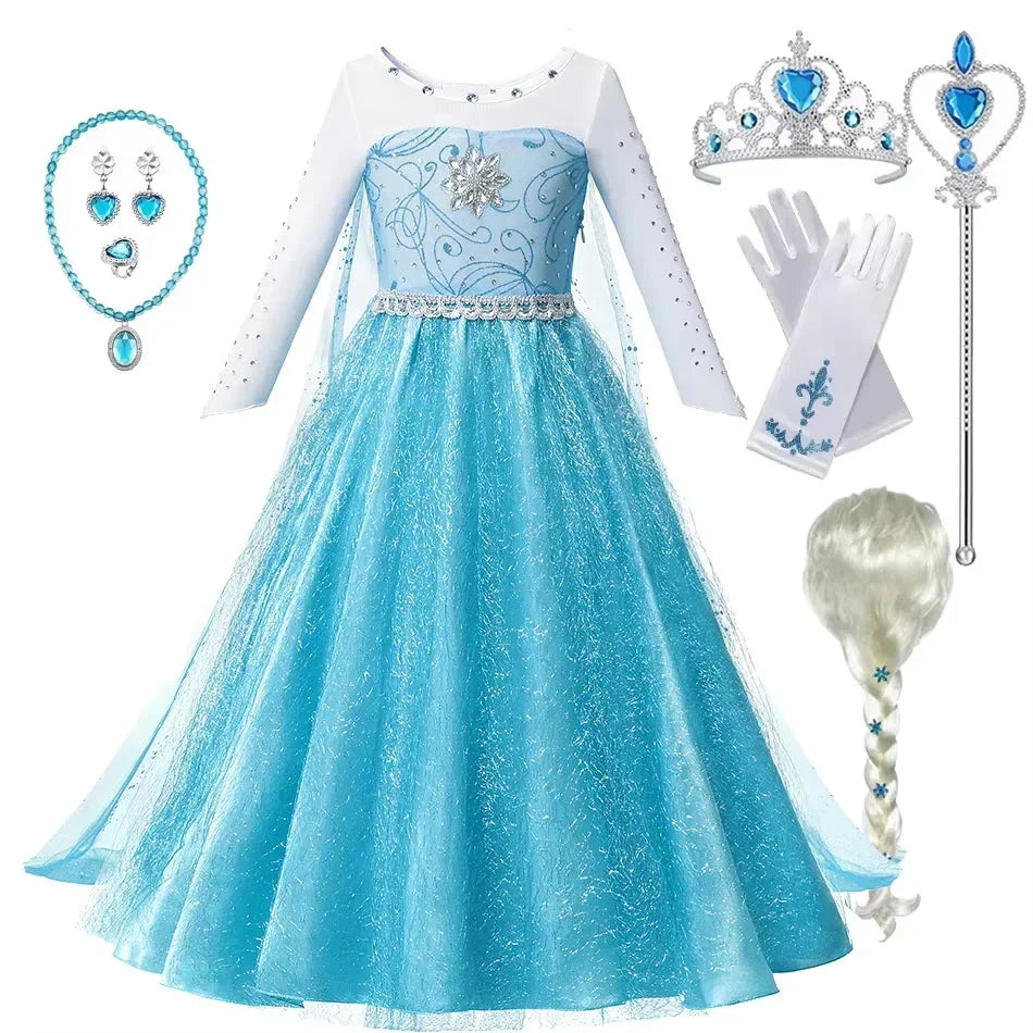 Best Frozen Elsa Anna Costume Girls Princess Dress—Party Outfit for Ages 2-10 with Sparkly Summer Design - Wahtrends