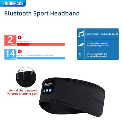 Bluetooth 5.0 Sleep Headphones Headband – Wireless Music Headband & Eye Mask for Side Sleepers - Wahtrends