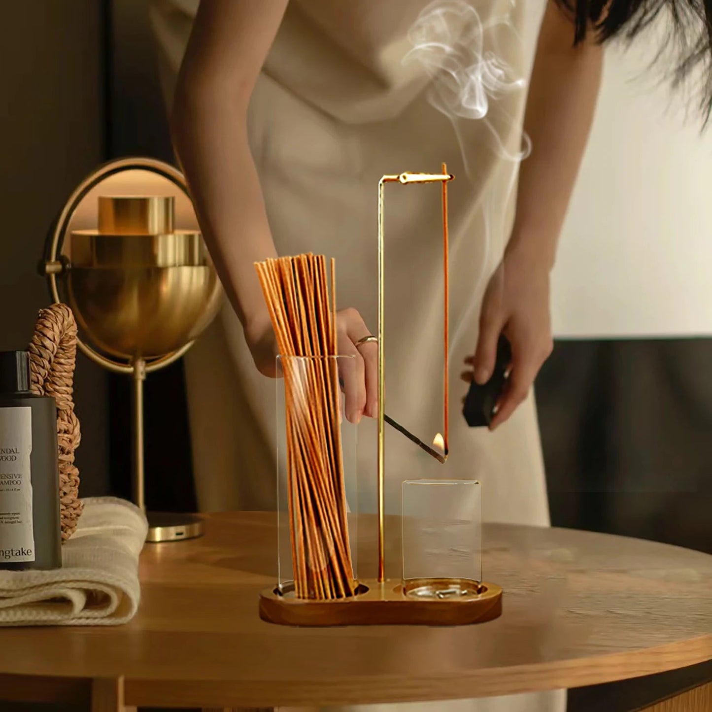 2-in-1 Anti-Ash Incense Holder with Glass Catcher & Stick Organizer AE