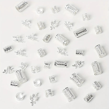 Luxe Hollow-Filigree Braid Rings | Gold & Silver Hair Jewellery Kit AE