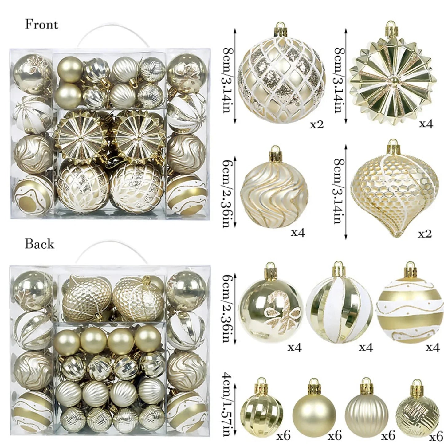 48-Piece Shatterproof Christmas Ornaments Set – Mixed Shapes & Sizes| Premium Tree Decorations - Wahtrends