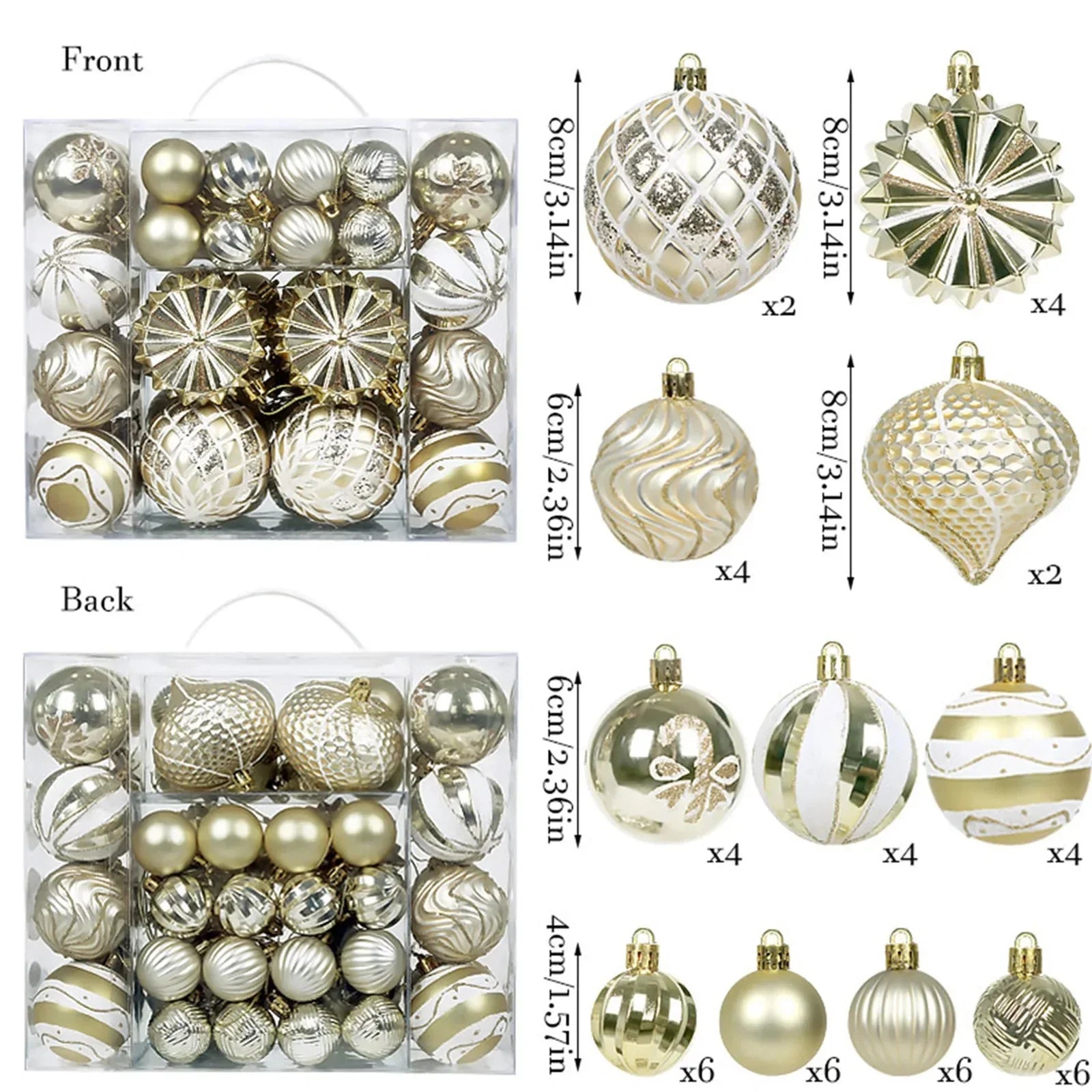 48-Piece Shatterproof Christmas Ornaments Set – Mixed Shapes & Sizes| Premium Tree Decorations - Wahtrends