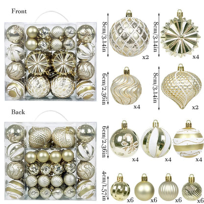 48-Piece Shatterproof Christmas Ornaments Set – Mixed Shapes & Sizes| Premium Tree Decorations - Wahtrends