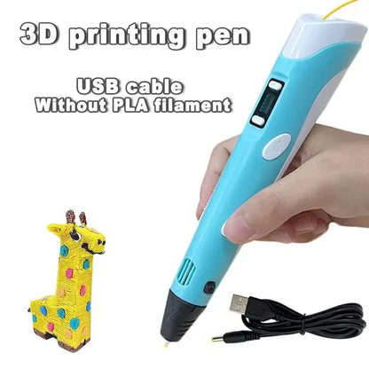 3D Printing Pen for Kids - Safe LED Display 3D Drawing Pen with 20M Filament Graffiti Toy Educational STEM - Wahtrends