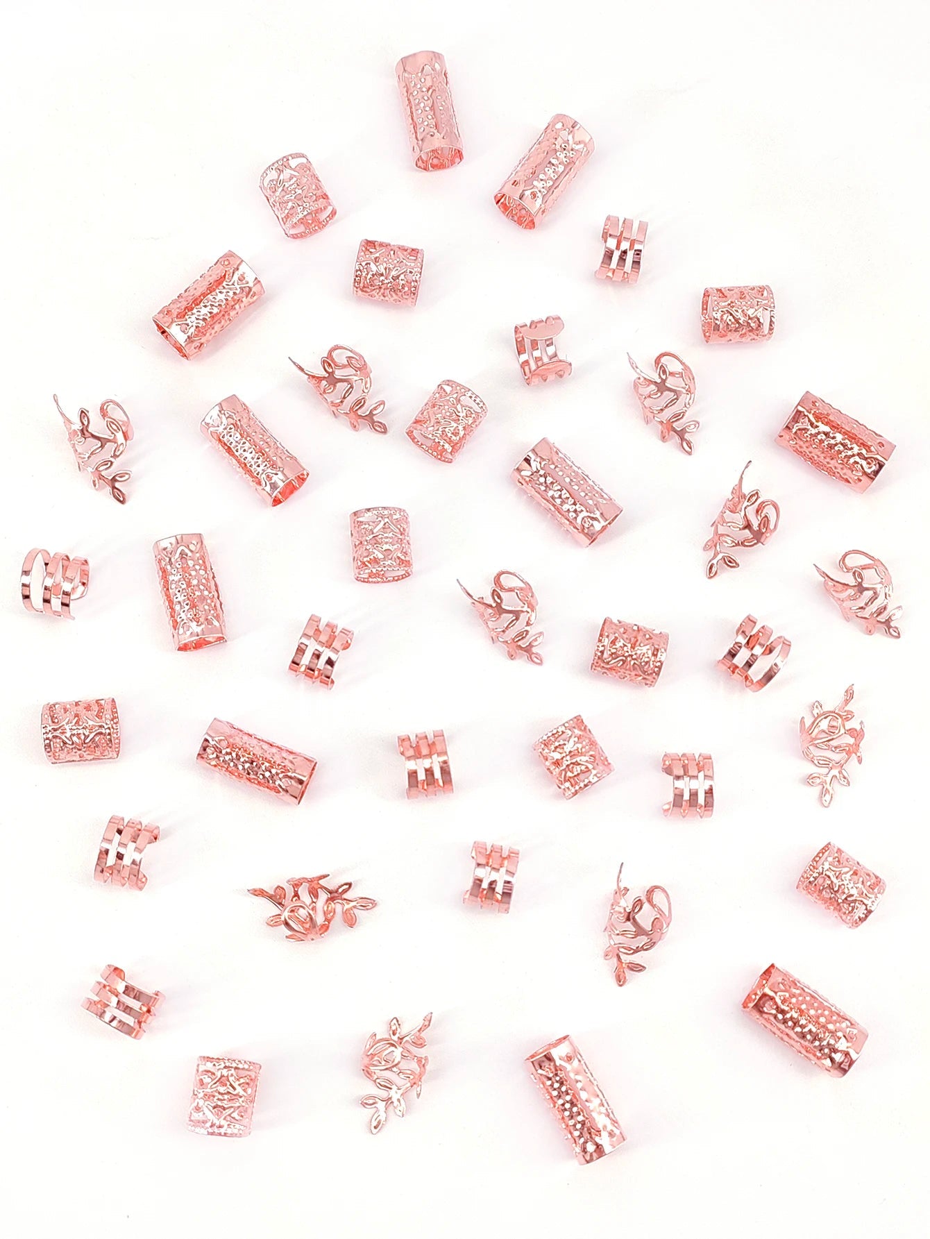 Luxe Hollow-Filigree Braid Rings | Gold & Silver Hair Jewellery Kit AE