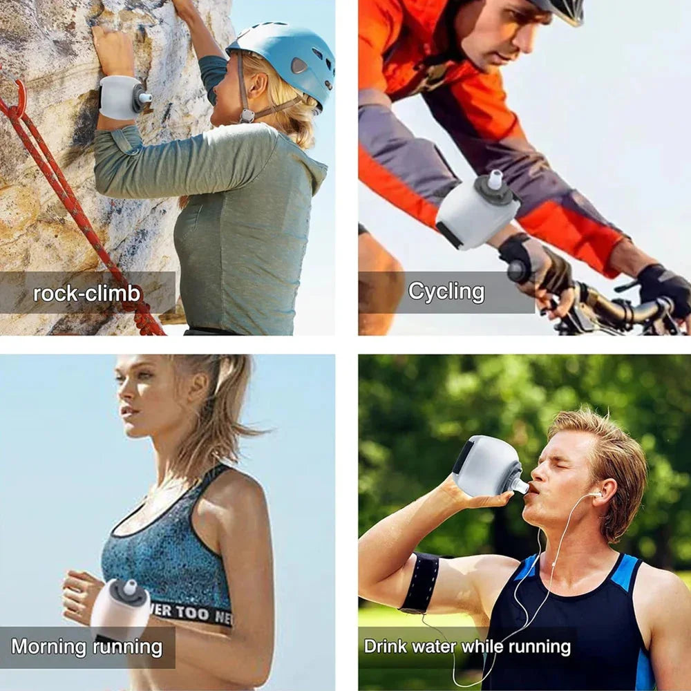 1PCS Wrist Sports Water Bottle with Adjustable Hand Strap 200 ml Soft Silicone BPA-Free for Hydration Running Exercise - Wahtrends