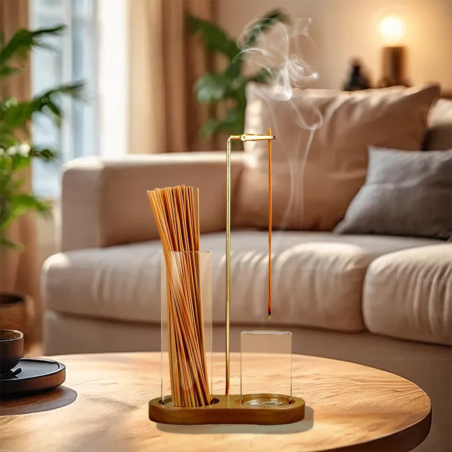 2-in-1 Anti-Ash Incense Holder with Glass Catcher & Stick Organizer AE