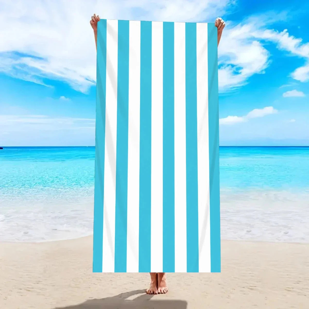 Quick-Dry Microfiber Beach Towel – Oversized 180×90cm Cabana Stripe Bath Sheet | Lightweight Sand-Free Travel Towel - Wahtrends