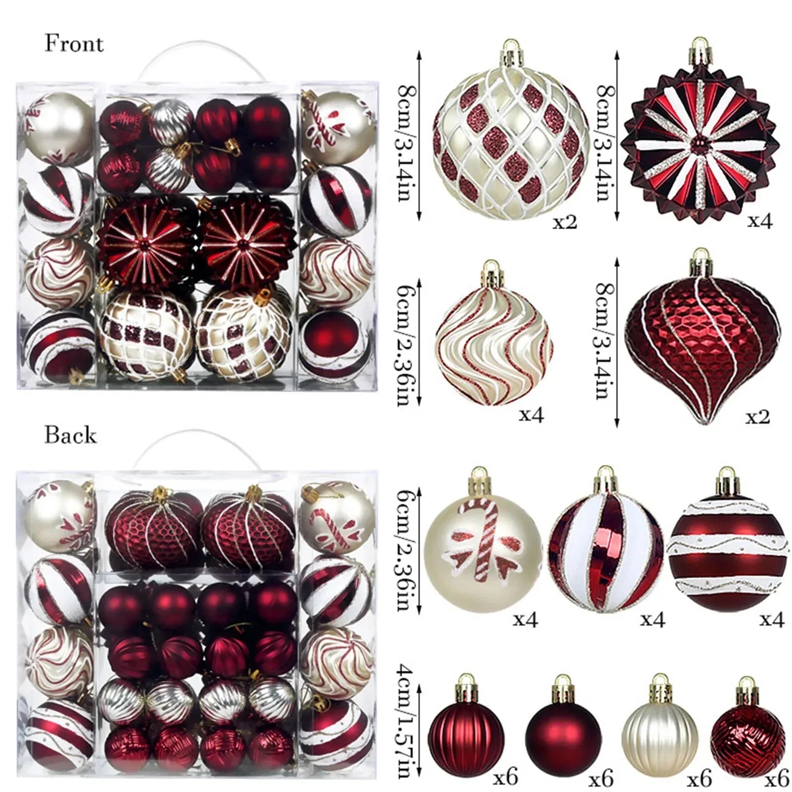 48-Piece Shatterproof Christmas Ornaments Set – Mixed Shapes & Sizes| Premium Tree Decorations - Wahtrends