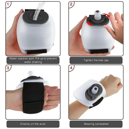1PCS Wrist Sports Water Bottle with Adjustable Hand Strap 200 ml Soft Silicone BPA-Free for Hydration Running Exercise - Wahtrends