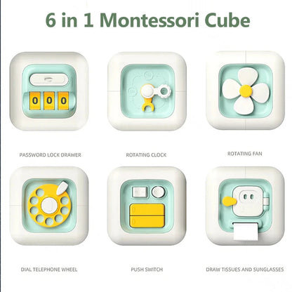 Montessori 6-in-1 Sensory Activity Cube | Skills Fidget Toy for Girls & Boys AE