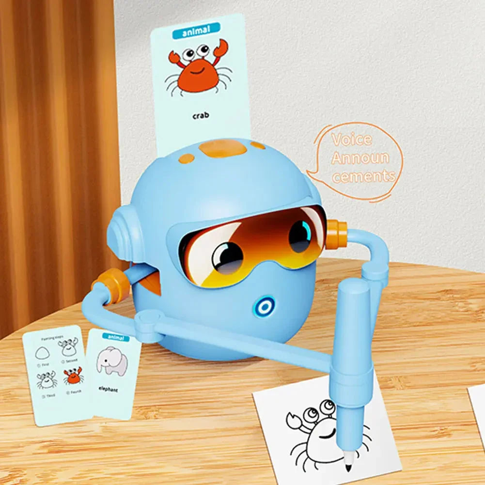 Interactive Educational Drawing Robot Preschool Learning Activities with 100 Cards Birthday Christmas Gifts for Boys Girls - Wahtrends