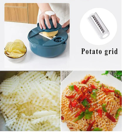 9 in 1 Vegetable Cutter Multi-Functional Potatoes Manually Cut Shred Slicer Grater Kitchenware Acceesories Tools - Wahtrends