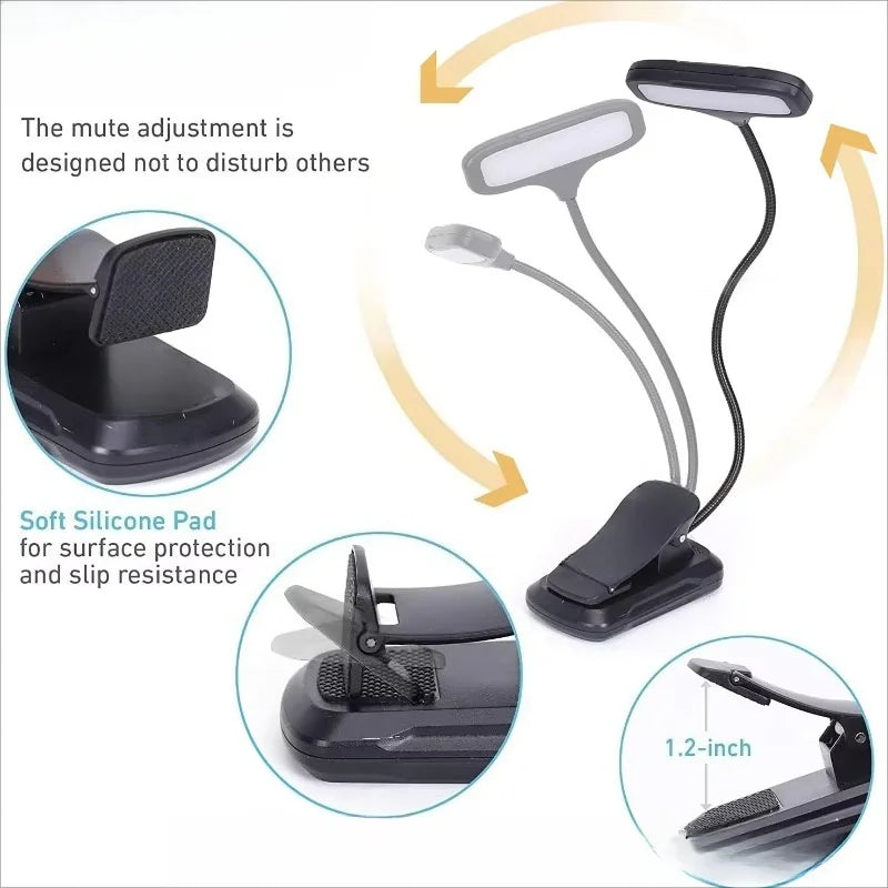 AmberGlow Rechargeable LED Book Light – Eye-Caring Clip-On Lamp for Night AE