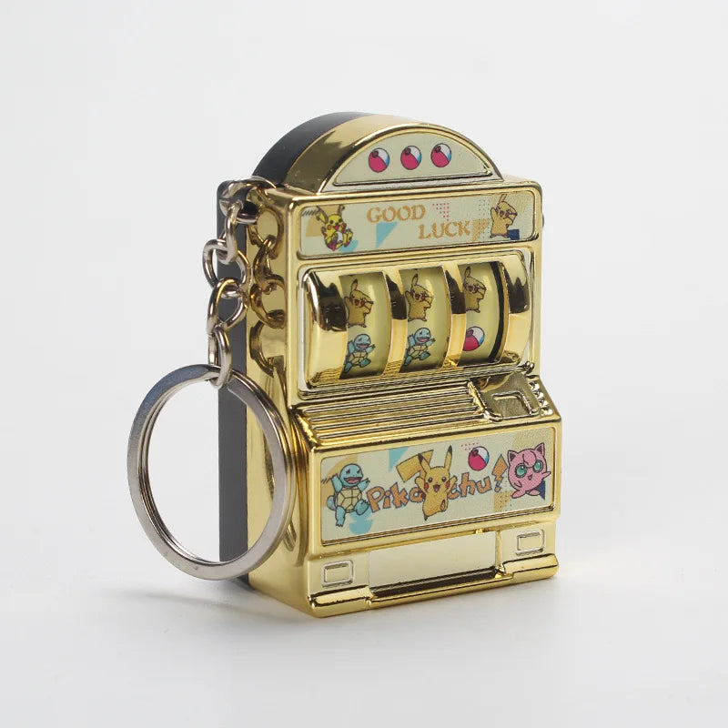 Interactive Mini Pokemon Keychain Slot Machine – Turnable Collectible Toy AE