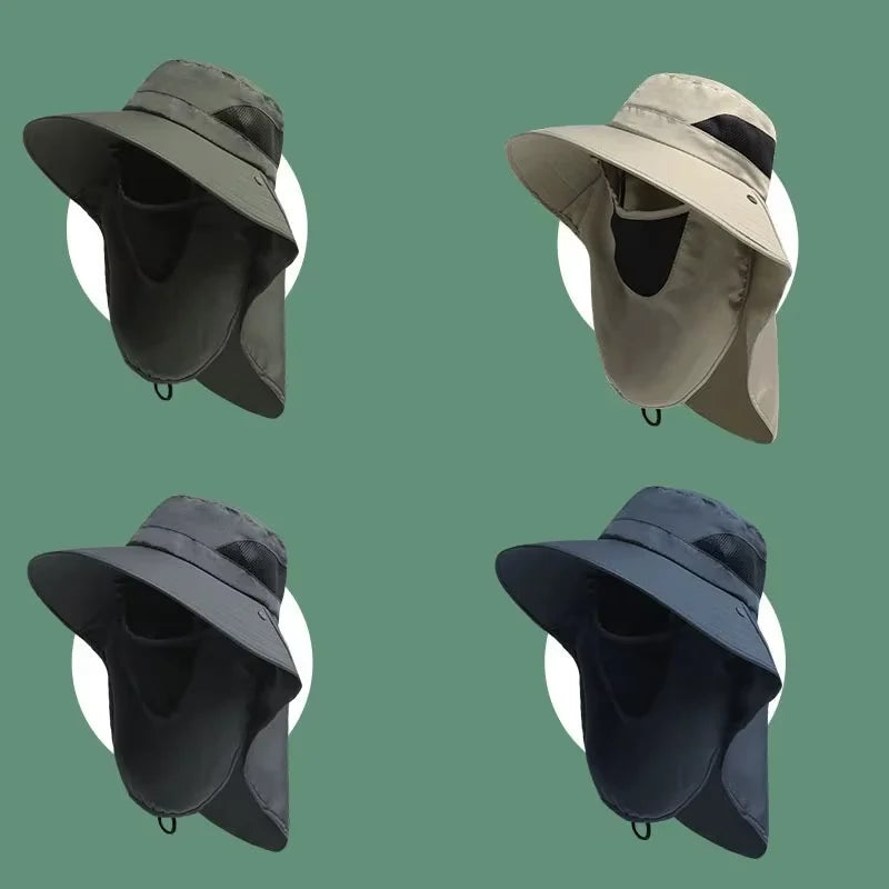 UV Protection Bucket Hat with Neck Flap | Outdoor Fishing Hiking Camping Visor | Breathable Quick-Dry Sun Hat Men Women - Wahtrends