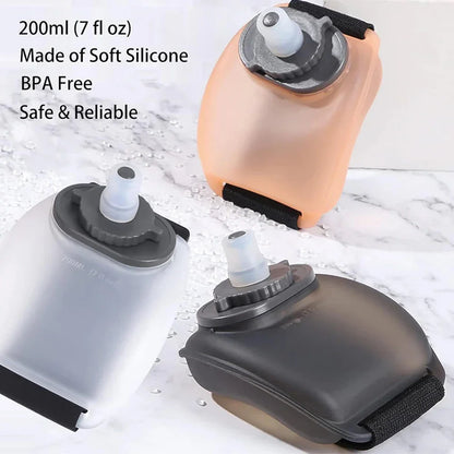 1PCS Wrist Sports Water Bottle with Adjustable Hand Strap 200 ml Soft Silicone BPA-Free for Hydration Running Exercise - Wahtrends