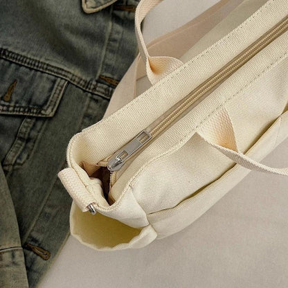 Large Canvas Tote Bag for Women with Zipper—Multi-Pocket Crossbody Messenger Shoulder Bag, for Work, Study & Travel - Wahtrends