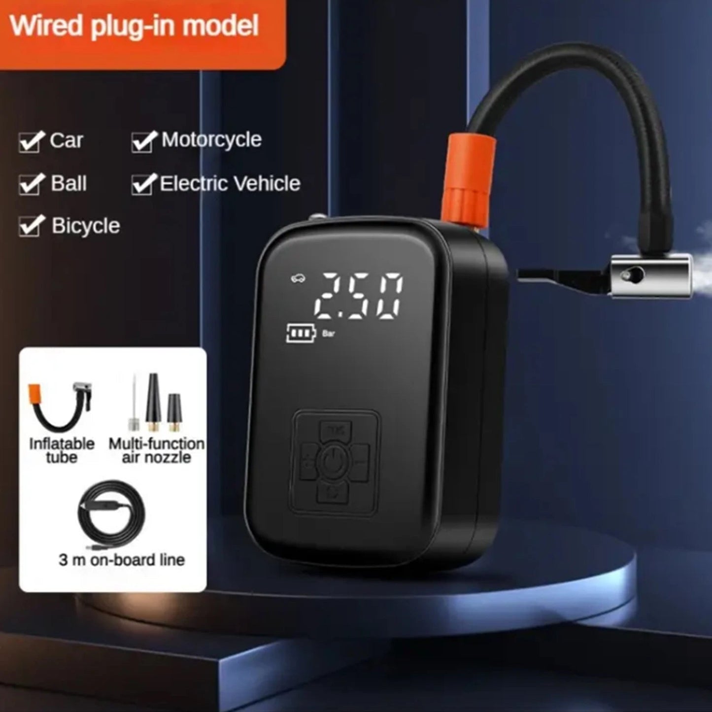 Best Wireless Portable Digital Air Pump | Car Tire Inflator with LCD Display AE