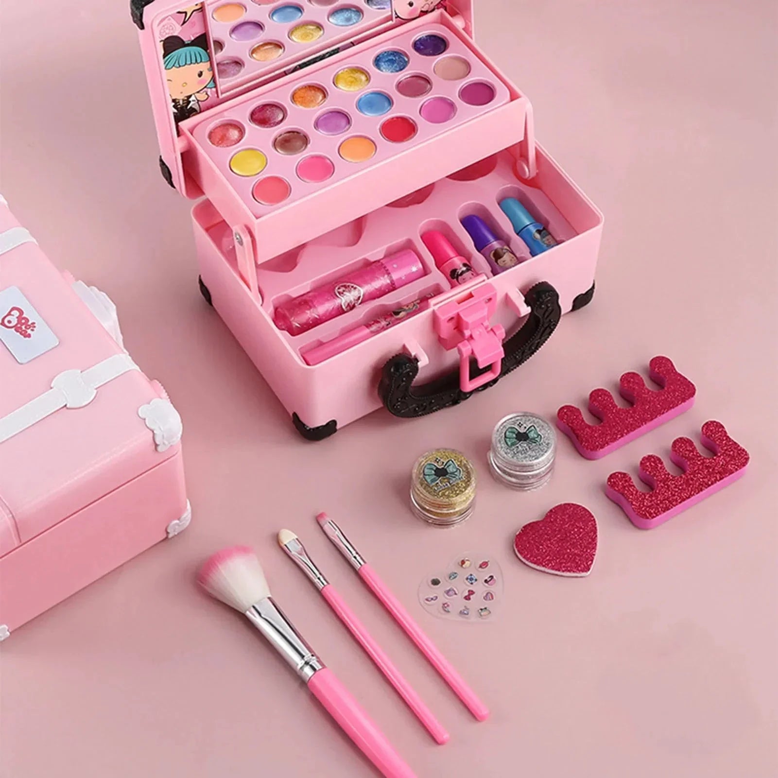 CHUYUN Washable Kids Makeup Kit – Non-Toxic Princess Play Set in Pink Suitcase - Wahtrends