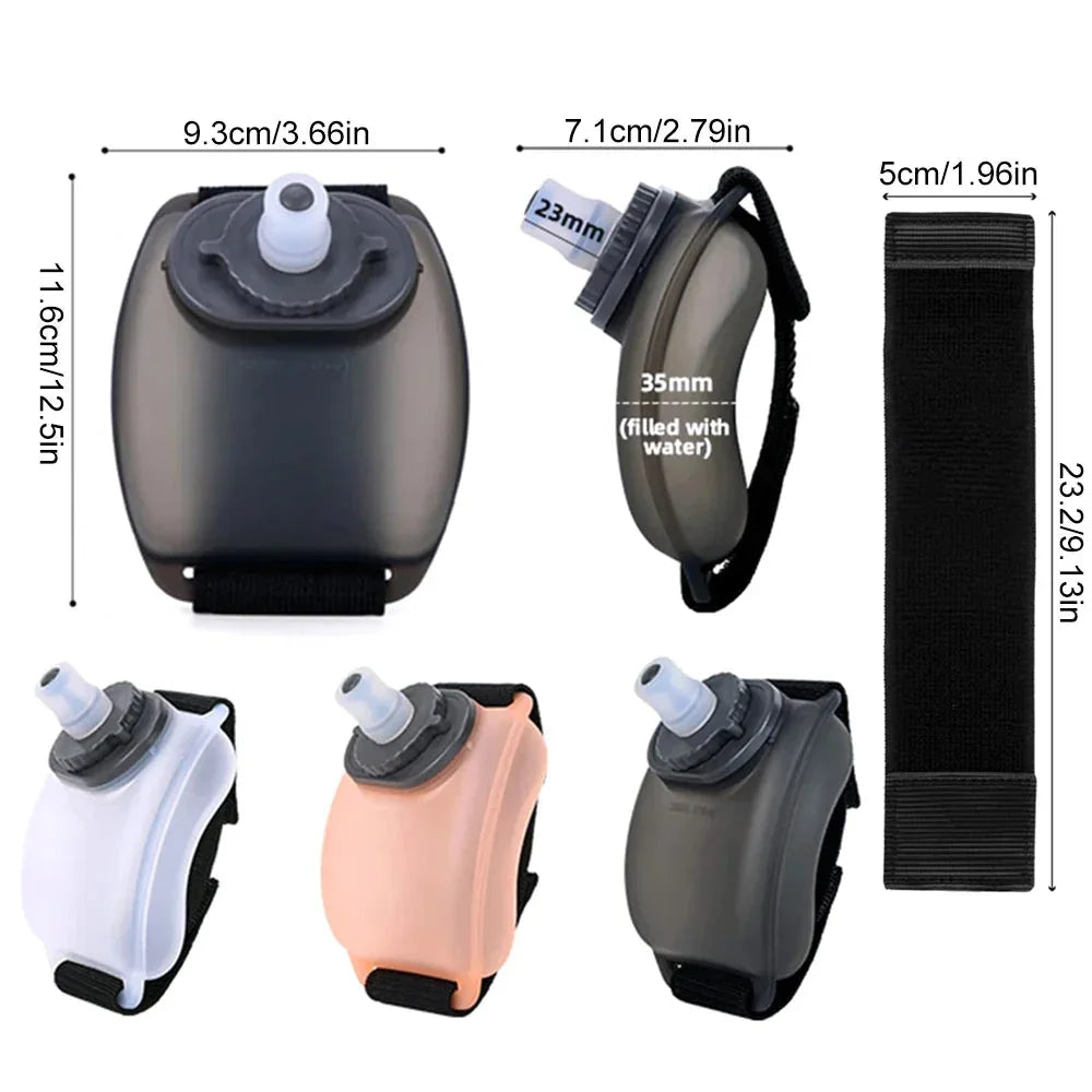 1PCS Wrist Sports Water Bottle with Adjustable Hand Strap 200 ml Soft Silicone BPA-Free for Hydration Running Exercise - Wahtrends