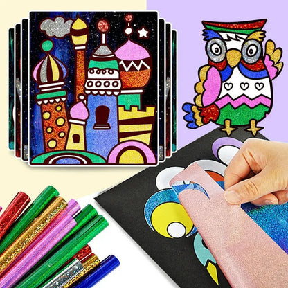 Children DIY Shining Magic Transfer Colorful Stickers - 15pcs/20pcs Arts Crafts Kit for Kids Handmade Painting Toys Gift - Wahtrends