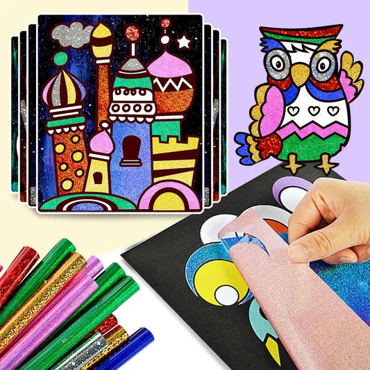 Children DIY Shining Magic Transfer Colorful Stickers - 15pcs/20pcs Arts Crafts Kit for Kids Handmade Painting Toys Gift - Wahtrends