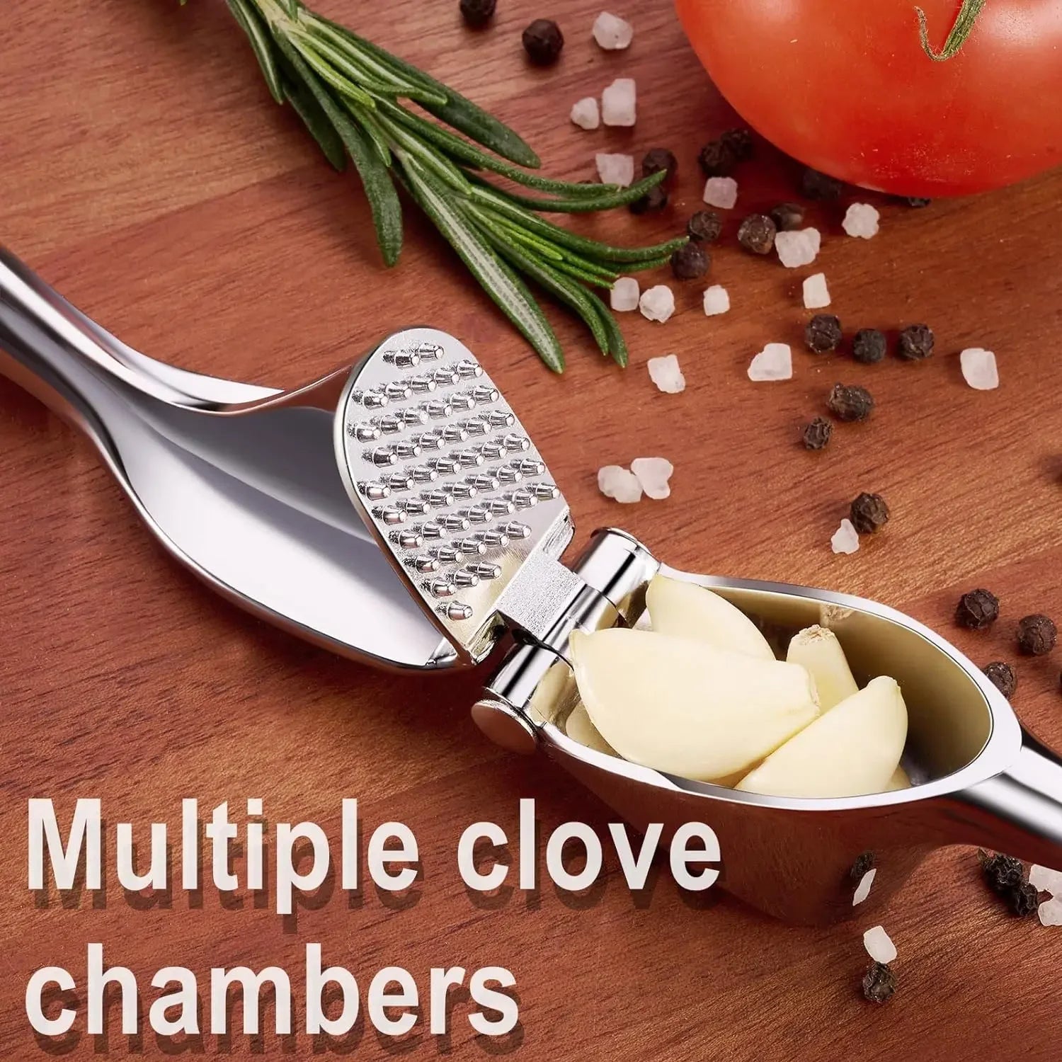 Heavy-Duty Stainless Steel Garlic Press with Cleaning Brush – Professional Grade Mincer - Wahtrends