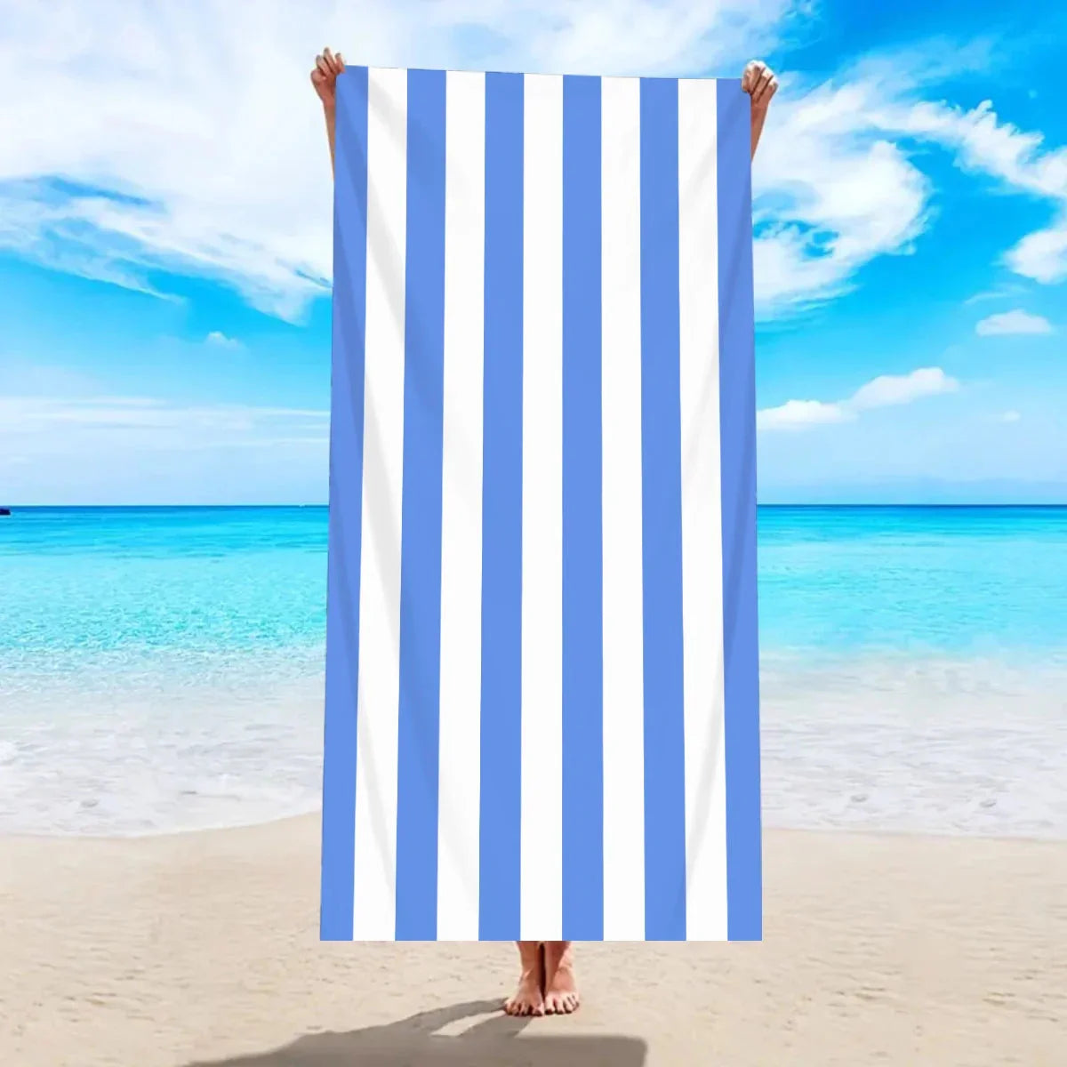 Quick-Dry Microfiber Beach Towel – Oversized 180×90cm Cabana Stripe Bath Sheet | Lightweight Sand-Free Travel Towel - Wahtrends