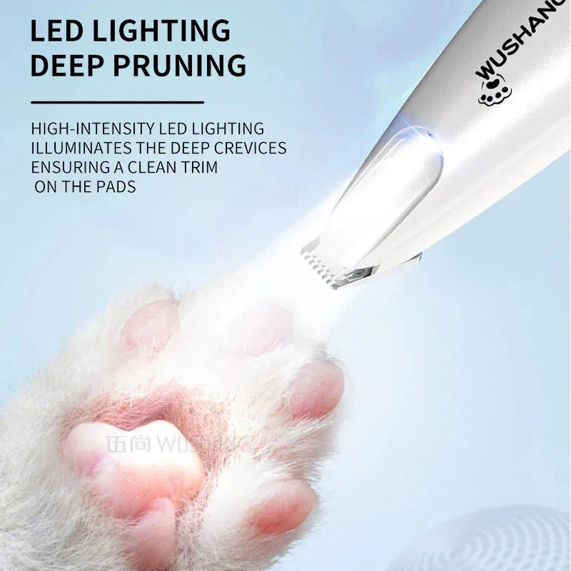 Waterproof Pet Paw & Face Trimmer with LED Light – Low Noise Dog & Cat Detail Grooming Clipper - Wahtrends