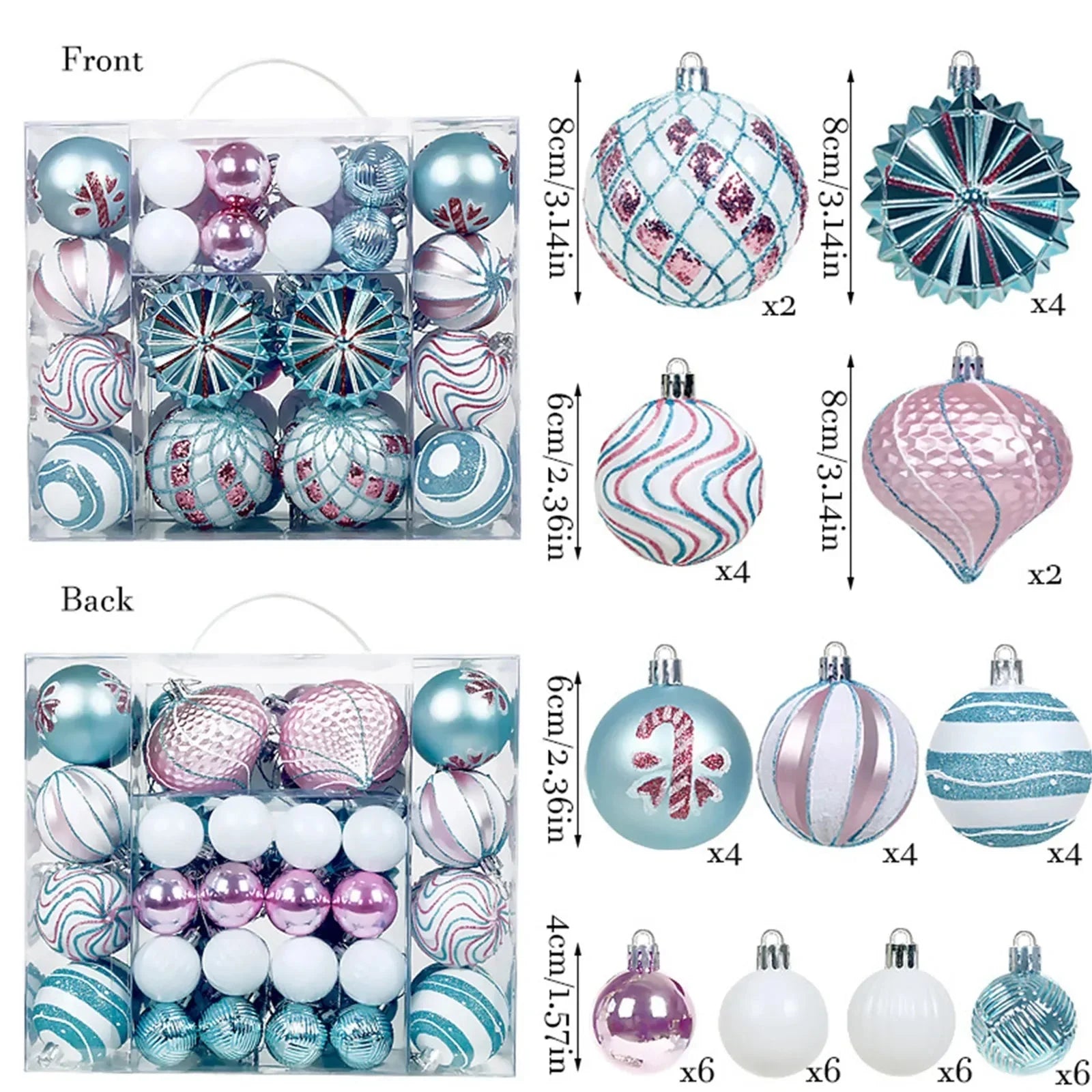 48-Piece Shatterproof Christmas Ornaments Set – Mixed Shapes & Sizes| Premium Tree Decorations - Wahtrends