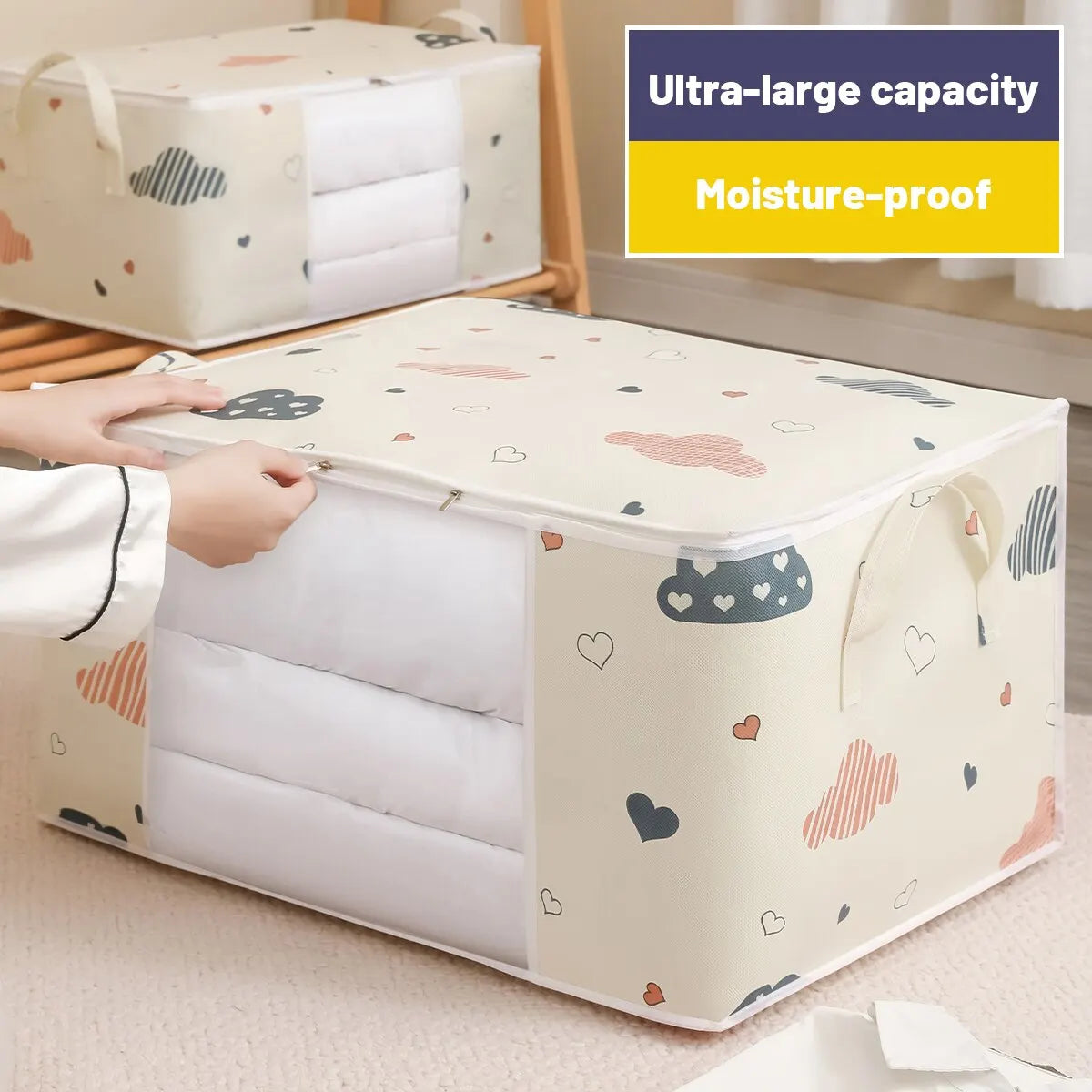 Large Capacity Clothes Storage Bags – Breathable Fabric Organisers with Handles AE