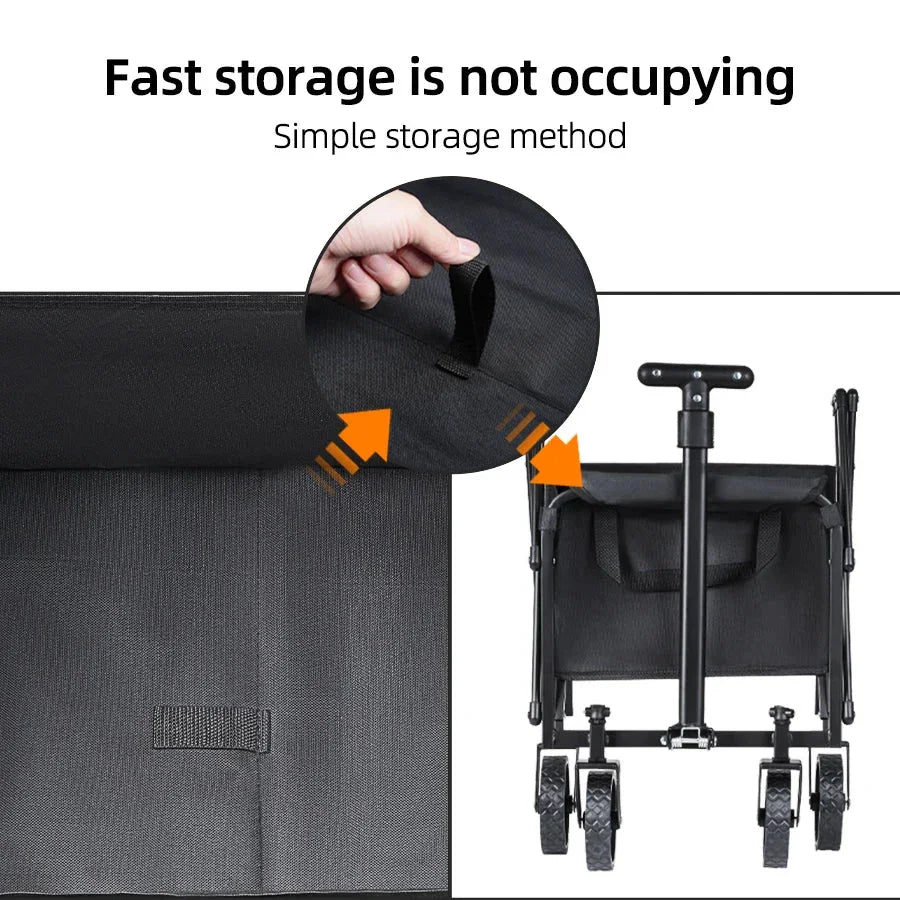 Heavy-Duty Foldable Camping Cart | Portable Picnic Utility Wagon with All-Terrain Wheels | Beach & Outdoor Trolley - Wahtrends