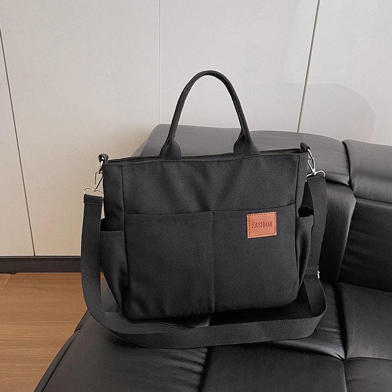 Large Canvas Tote Bag for Women with Zipper—Multi-Pocket Crossbody Messenger Shoulder Bag, for Work, Study & Travel - Wahtrends