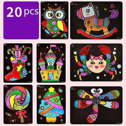 Children DIY Shining Magic Transfer Colorful Stickers - 15pcs/20pcs Arts Crafts Kit for Kids Handmade Painting Toys Gift - Wahtrends