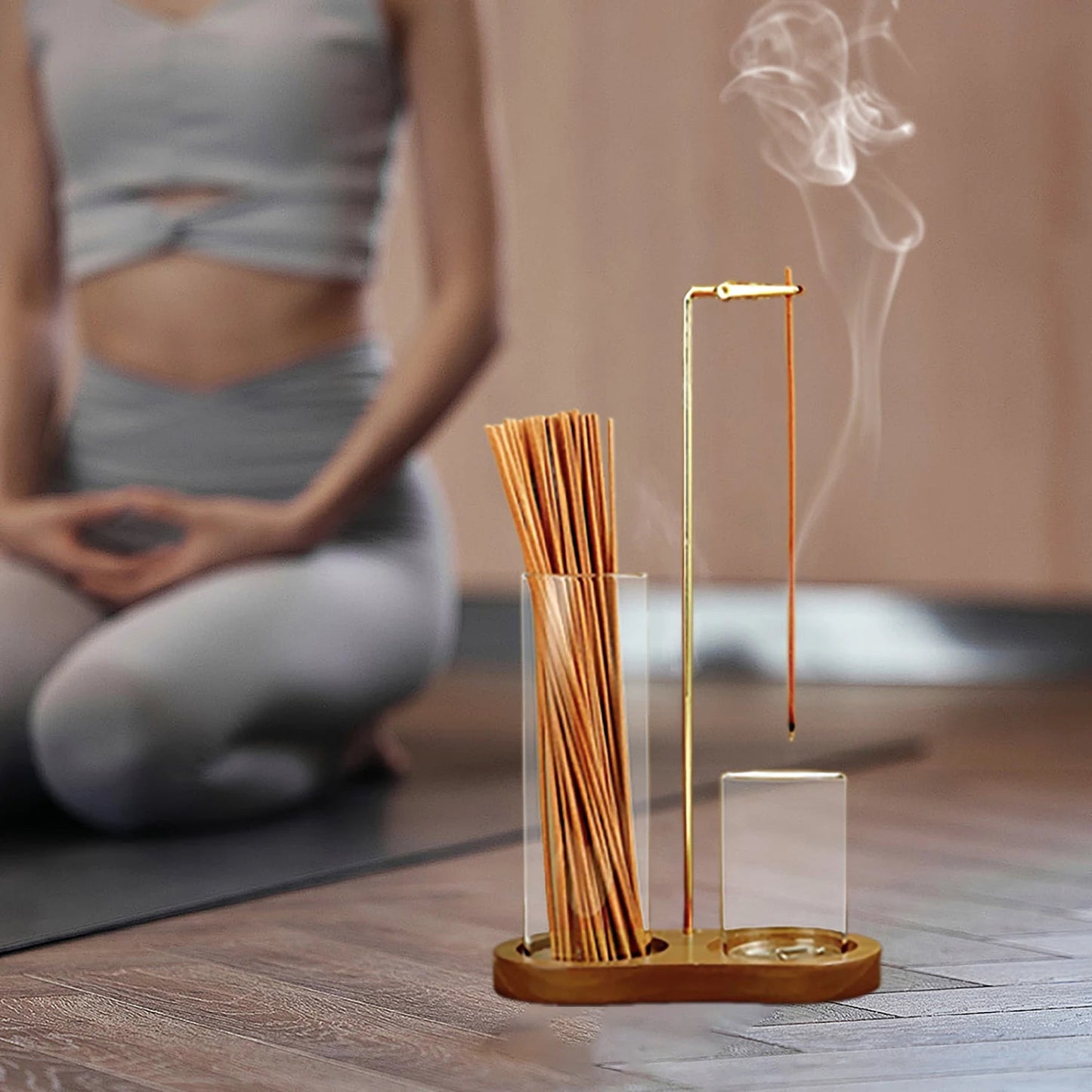 2-in-1 Anti-Ash Incense Holder with Glass Catcher & Stick Organizer AE