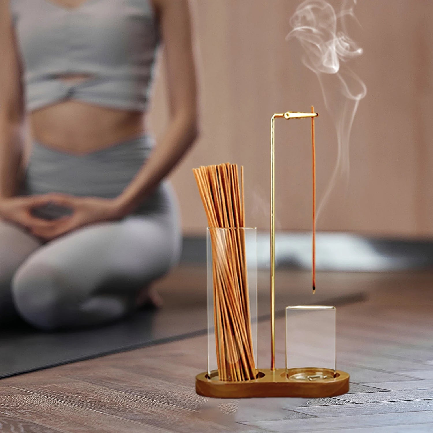 2-in-1 Anti-Ash Incense Holder with Glass Catcher & Stick Organizer AE