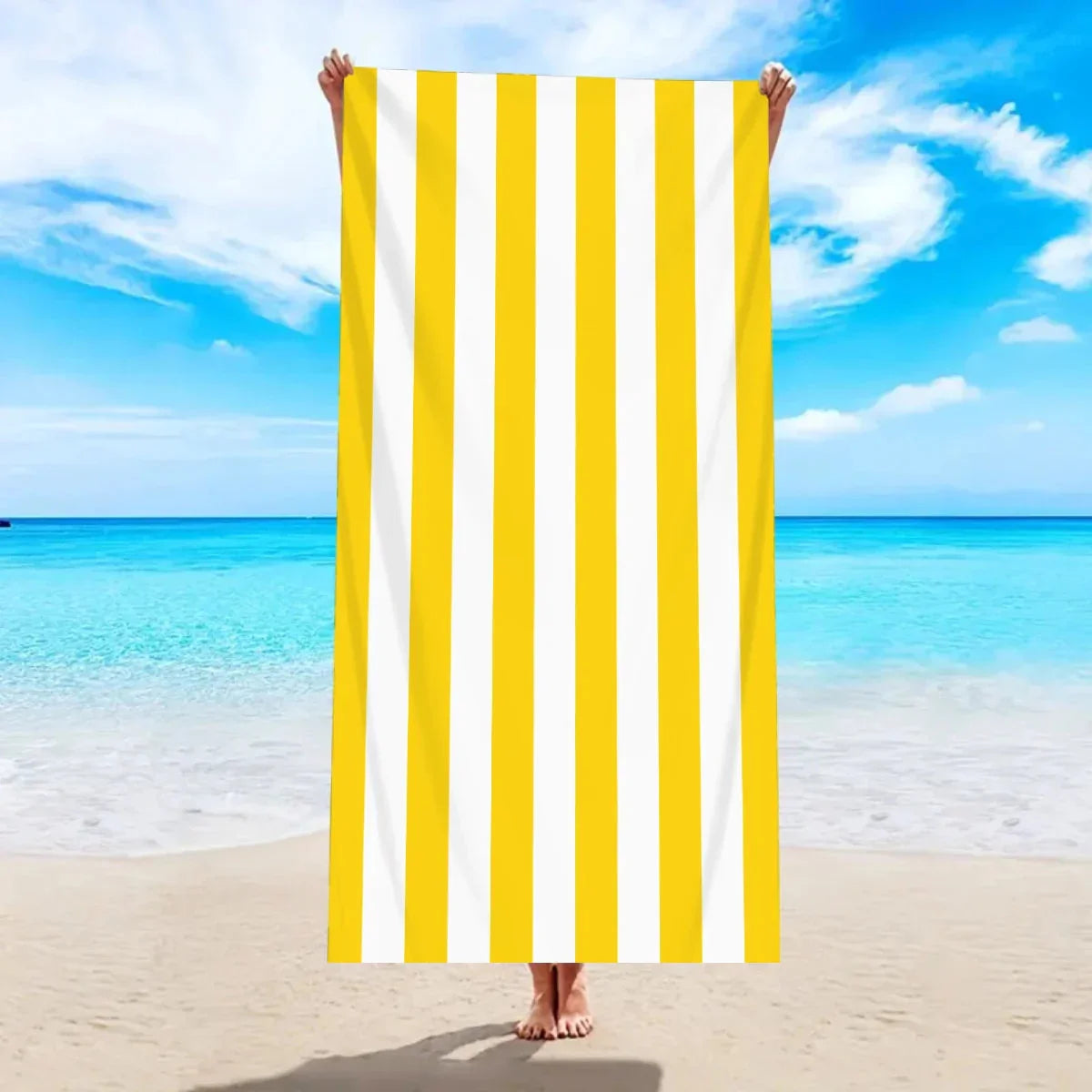 Quick-Dry Microfiber Beach Towel – Oversized 180×90cm Cabana Stripe Bath Sheet | Lightweight Sand-Free Travel Towel - Wahtrends