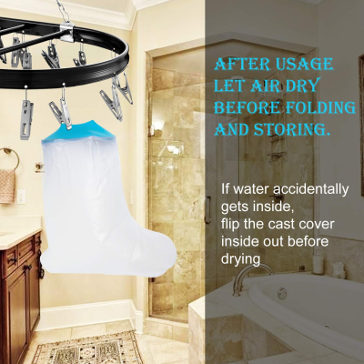 Foot Waterproof Shower Sleeve for Adults – Reusable Cast Protector for Ankle, Foot & Toe During Bathing or Water Activities (Blue) Wahtrends