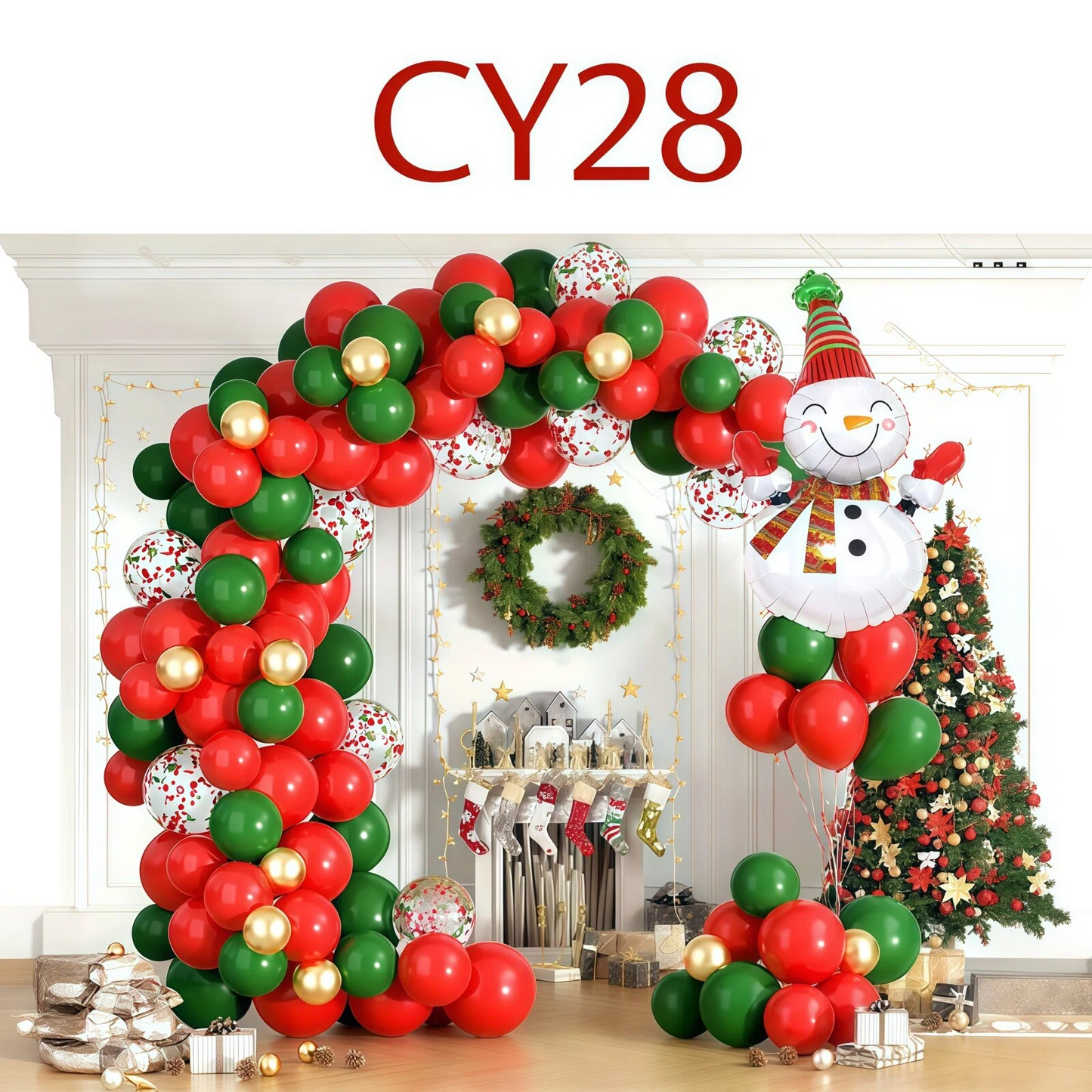 Christmas Balloon Combo: 123PCS Arch + Tree Sets (Snowman/Star Foil) Wahtrends