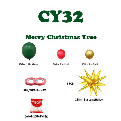 Christmas Balloon Combo: 123PCS Arch + Tree Sets (Snowman/Star Foil) Wahtrends