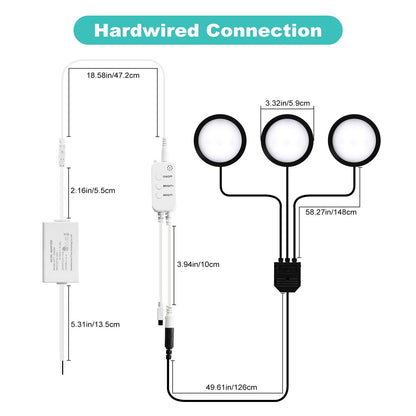 3 Pack Smart Under Cabinet Lights Hardwired,Dimmable LED Light for Kitchen Under Cabinet with Alexa Google Remote APP Control for Under Counter Lights for Cabinet Closets(Cold White) Wahtrends