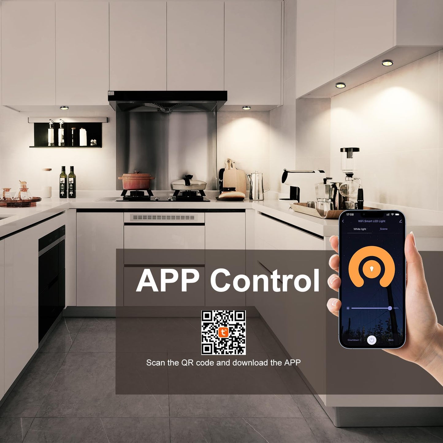 3 Pack Smart Under Cabinet Lights Hardwired,Dimmable LED Light for Kitchen Under Cabinet with Alexa Google Remote APP Control for Under Counter Lights for Cabinet Closets(Cold White) Wahtrends