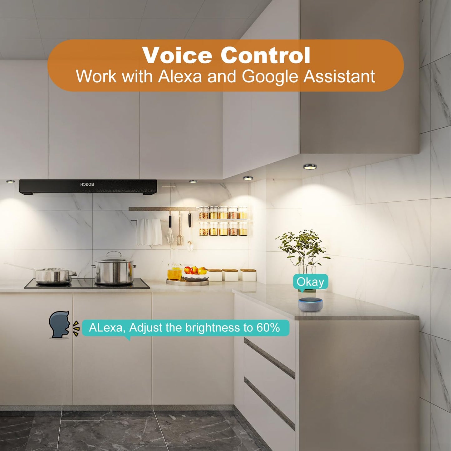 3 Pack Smart Under Cabinet Lights Hardwired,Dimmable LED Light for Kitchen Under Cabinet with Alexa Google Remote APP Control for Under Counter Lights for Cabinet Closets(Cold White) Wahtrends