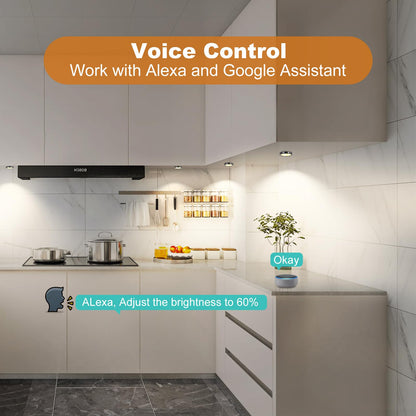 3 Pack Smart Under Cabinet Lights Hardwired,Dimmable LED Light for Kitchen Under Cabinet with Alexa Google Remote APP Control for Under Counter Lights for Cabinet Closets(Cold White) Wahtrends