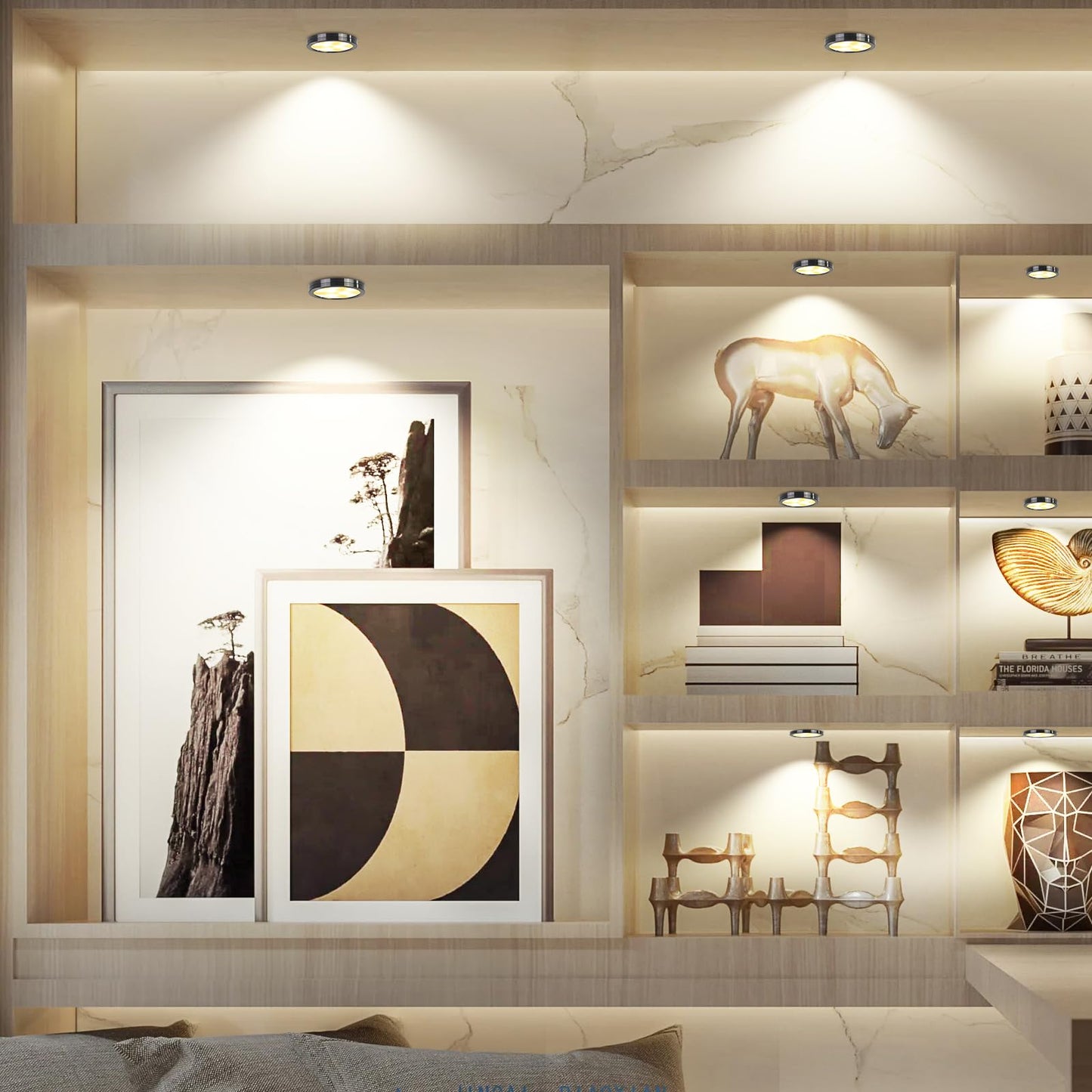 3 Pack Smart Under Cabinet Lights Hardwired,Dimmable LED Light for Kitchen Under Cabinet with Alexa Google Remote APP Control for Under Counter Lights for Cabinet Closets(Cold White) Wahtrends