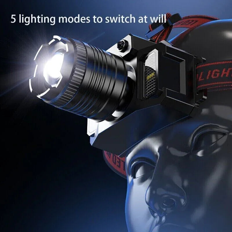 900000LM LED Headlamp Rechargeable Headlight Zoomable Head Torch Lamp Flashlight - Wahtrends