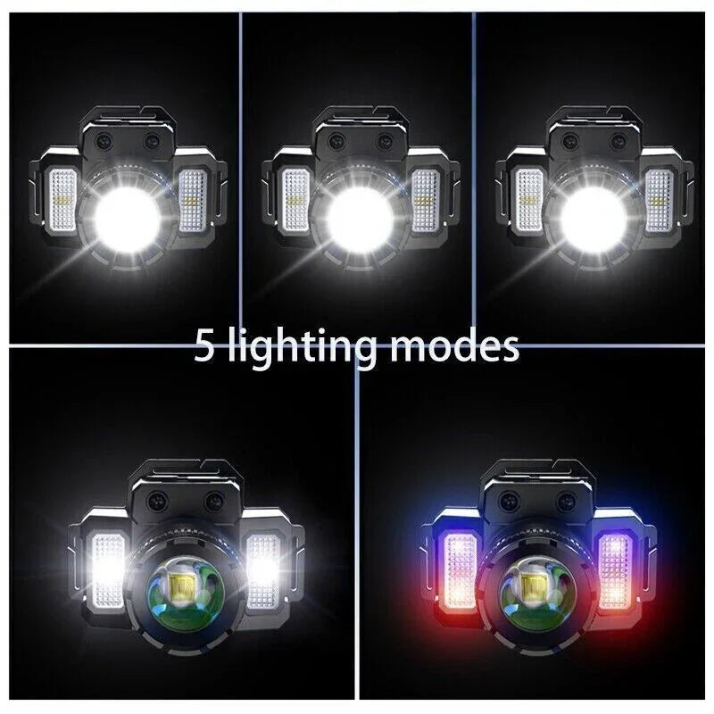 900000LM LED Headlamp Rechargeable Headlight Zoomable Head Torch Lamp Flashlight - Wahtrends