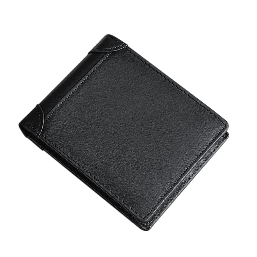 100% Genuine Leather Men's Wallet RFID Blocking Card Holder Bifold and Long Wallets (Black Bifold Horizontal) Wahtrends