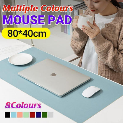 Large Leather Mouse Pad 80x40cm Desk Mat Gaming Extended Waterproof Anti Slip - Light Blue - Wahtrends